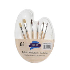 6-Piece Artist Brush & Palette Set – Ideal for Oils, Acrylics, and Watercolors