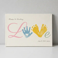 Personalized Family Handprint Art Kit | Custom Handprint Frameless Canvas Painting Set with Non-Toxic Paints for Family Keepsakes & Wall Decor