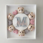 DIY Amigurumi Bear Nursery Name Sign Kit | Custom 3D Shadow Box Craft Set | Personalized Baby Room Decor