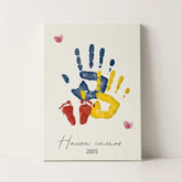 DIY Family Handprint Canvas Art Kit - Custom Newborn Footprint Casting & Keepsake Painting Set for Couples, Baby Shower & Anniversary Gift