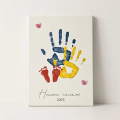 DIY Family Handprint Canvas Art Kit - Custom Newborn Footprint Casting & Keepsake Painting Set for Couples, Baby Shower & Anniversary Gift