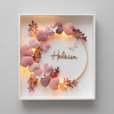 DIY Personalized Name Shadow Box Art Kit | Custom Crochet Heart & Preserved Floral Wreath for Nursery, Anniversary, or New Baby Gift