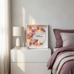 DIY Personalized Name Shadow Box Art Kit | Custom Crochet Heart & Preserved Floral Wreath for Nursery, Anniversary, or New Baby Gift