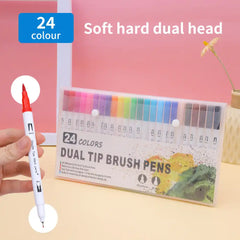 Premium Dual Tip Brush Pens Kit – Flexible Soft Brush & Fine Tip Markers