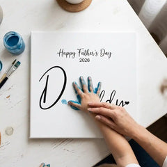 Custom Family Handprint Art Canvas Kit - DIY Complete Keepsake Gift Set with Paints, Dual-Tip Markers, Brushes & Palette