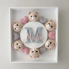 DIY Amigurumi Bear Nursery Name Sign Kit | Custom 3D Shadow Box Craft Set | Personalized Baby Room Decor