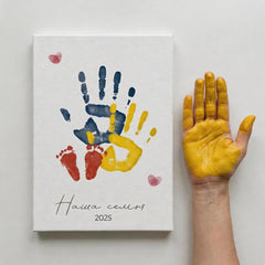 DIY Family Handprint Canvas Art Kit - Custom Newborn Footprint Casting & Keepsake Painting Set for Couples, Baby Shower & Anniversary Gift