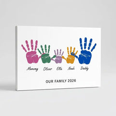 Personalized Family Handprint Art Kit | Custom Handprint Frameless Canvas Painting Set with Non-Toxic Paints for Family Keepsakes & Wall Decor