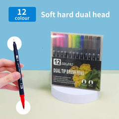 Premium Dual Tip Brush Pens Kit – Flexible Soft Brush & Fine Tip Markers